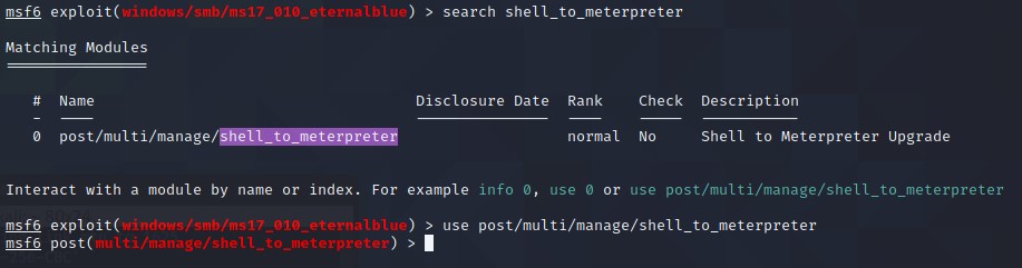 Search Shell To Meterpreter